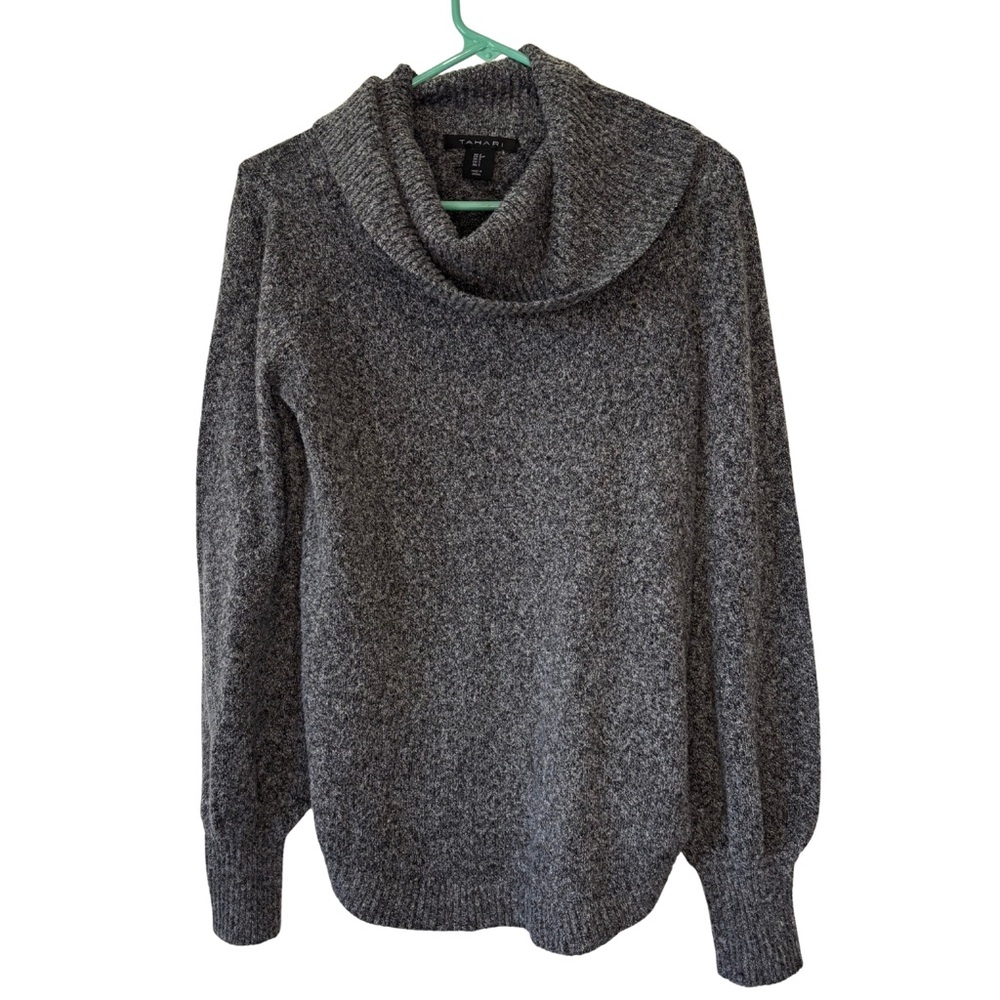 Tahari Charcoal Gray Cowl Neck Sweater